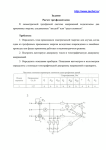 Решение домашнего задания «Расчёт трёхфазной цепи», Вариант 3, МИИТ