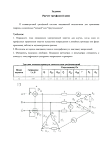 Решение домашнего задания «Расчёт трёхфазной цепи», Вариант 12, Схема 13, МИИТ