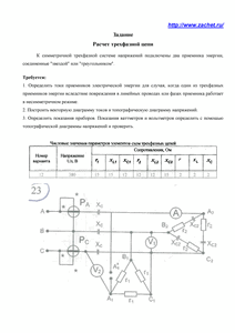Решение домашнего задания «Расчёт трёхфазной цепи», Вариант 12, Схема 23, МИИТ