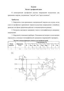Решение домашнего задания «Расчёт трёхфазной цепи», Вариант 11, Схема 16, МИИТ