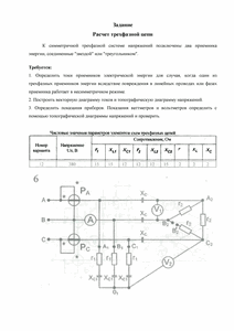 Решение домашнего задания «Расчёт трёхфазной цепи», Вариант 12, Схема 6, МИИТ
